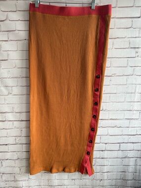 Target Orange Skirt with Pink Side Button Trim